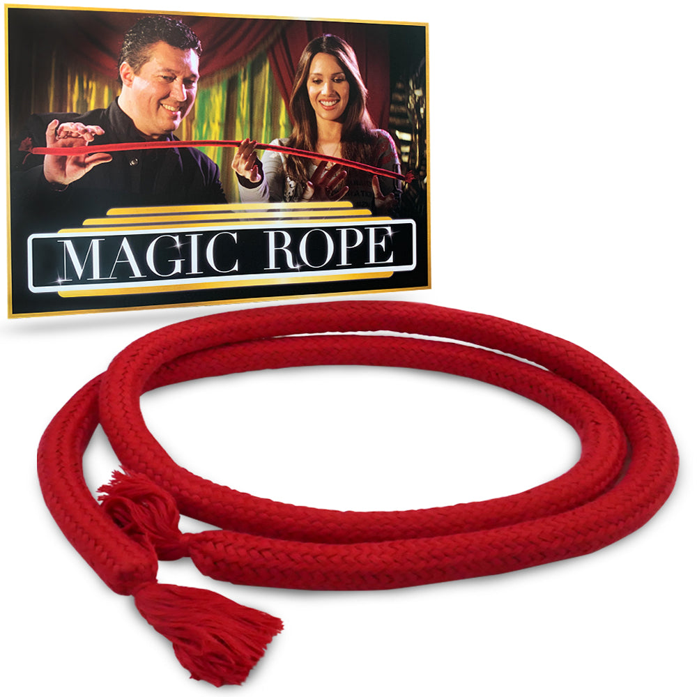 Red magic rope with promotional image of two people holding it in the background.