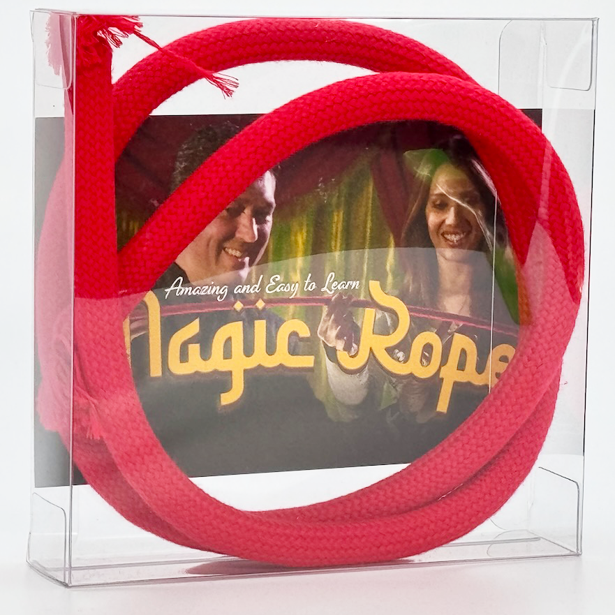 Red rope in a clear packaging box with promotional text.